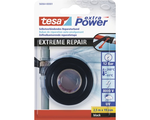 TESA Extra Power Extreme Repair zwart 2,5 m x 19 mm Tesa extra Power zelfklevende reparatieband, 2,5 m x 19 mm, voor afdichten en isoleren