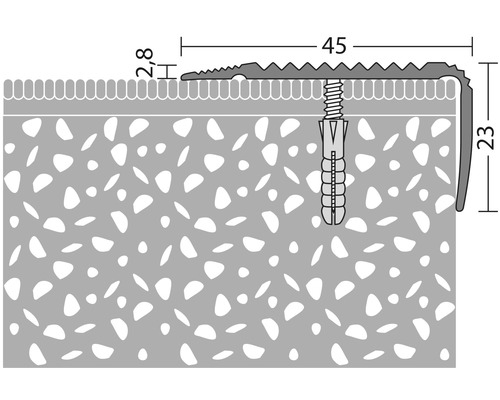 Afbeelding van een trapprofiel met afmetingen voor lengte en hoogte