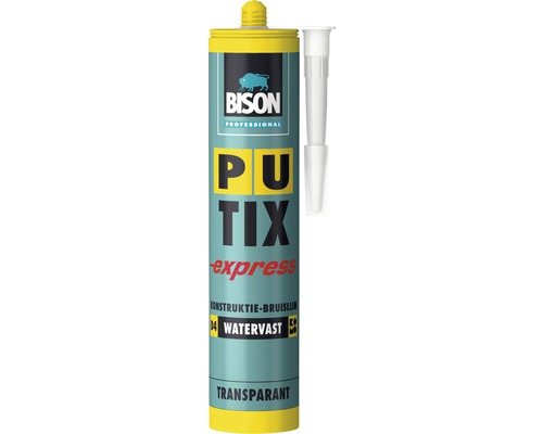 BISON Prof PU-TIX express transparant koker 340 g Bison Putix Express constructielijm, transparant