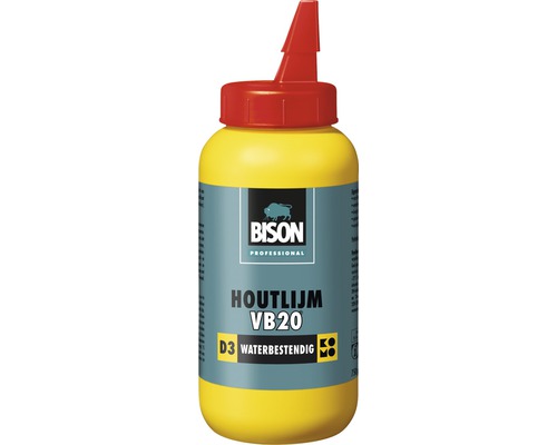 BISON Prof houtlijm VB20 wit flacon 250 g Bison Houtlijm VB20 D3 waterbestendig