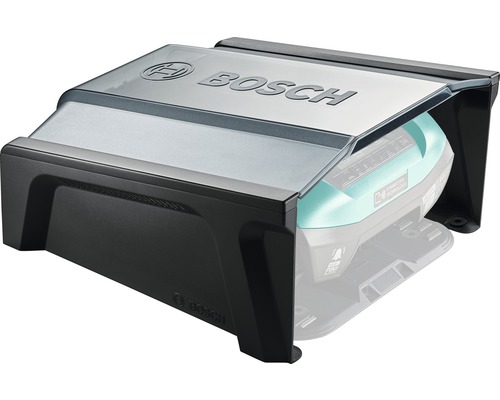 Bosch logo op regenhoes voor robotmaaier