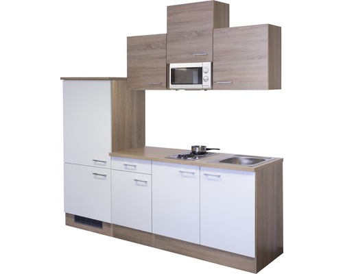 Inbouwkeuken met magnetron, spoelbak en kookplaat