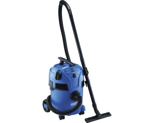 Blauwe alleszuiger met stofzuigerbuis en slang