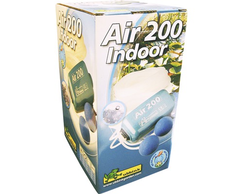 Verpakking van de Ubbink Air 200 Indoor zuurstofset voor kamerfonteinen en aquaria