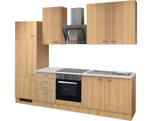 Complete keuken met boven- en onderkasten, afzuigkap, spoelbak en elektrische apparaten