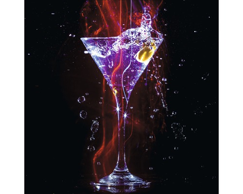 PURE LIVING Schilderij glas Cocktail On Black I 20x20 cm