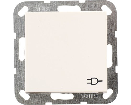 GIRA System 55 Stopcontact 1-voudig RA met klapdeksel zuiverwit mat 445427 Gira schakelaar met stopcontactsymbool