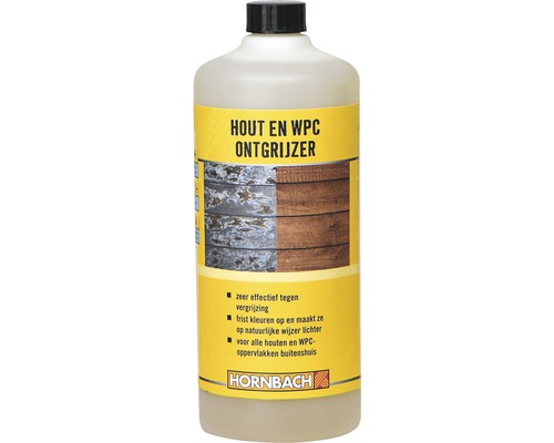 Hout en WPC ontgrijzer in een fles