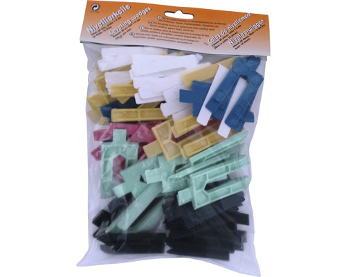 Kunststof wig mixverpakking 1-6 mm, zak 60 stuks Verpakking nivelleringswiggen in verschillende diktes