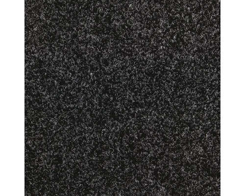 Detailopname van een zwart tapijt met lusstructuur.