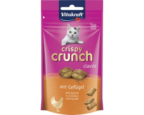 VITAKRAFT Kattensnack crispy crunch gevogelte 60 gr Vitakraft Crispy Crunch Classic kattensnack met gevogelte