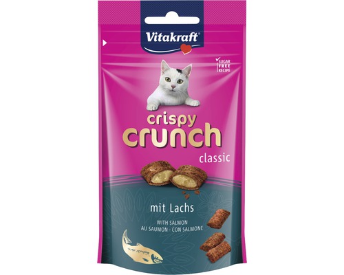 VITAKRAFT Kattensnack crispy crunch zalm 60 gr Vitakraft Crispy Crunch Classic kattensnack met zalm