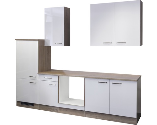 FLEX WELL Keukenblok zonder apparatuur Valero wit hoogglans 270x60 cm