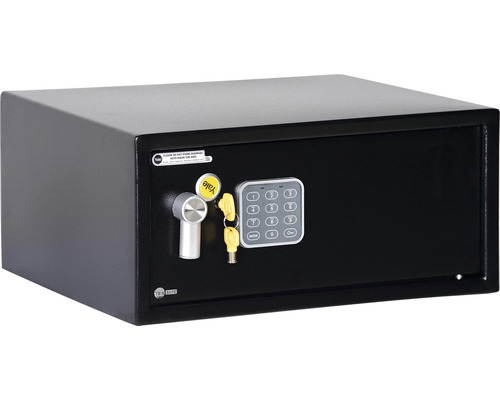 Zwarte kluis met cijferslot en sleutel