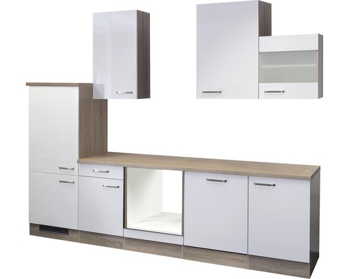 FLEX WELL Keukenblok zonder apparatuur Valero wit hoogglans 280x60 cm