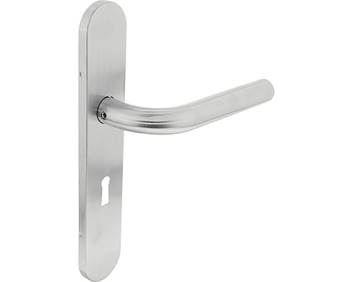 INTERSTEEL Deurkruk paar Sander op schild met sleutelgat SL56 RVS geborsteld Roestvrijstalen deurkruk met sleutelrozet