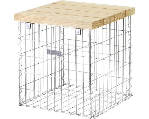 Gabion zuil met houten blad