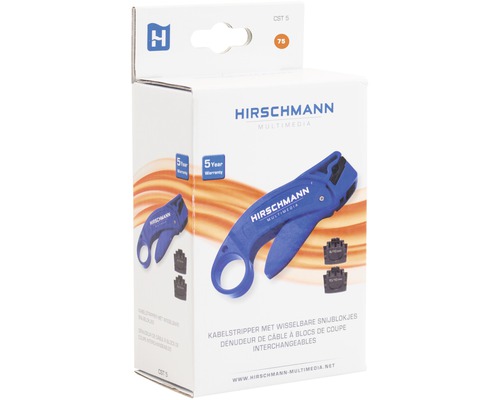 Verpakking van een Hirschmann Multimedia kabelstripper met verwisselbare snijblokken