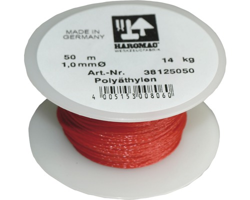 HAROMAC Metselkoord Ø 1 mm polyethyleen rood, 50 meter HAROMAC Metselkoord Ø 1 mm polyethyleen rood, 50 meter