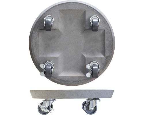 Ronde plantenroller van beton met wielen