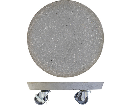 Ronde plantenroller van steen met wielen