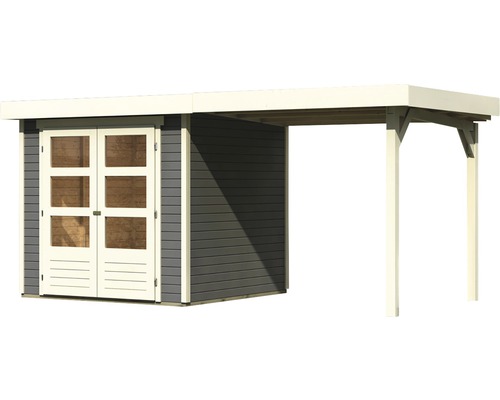 Tuinhuis met luifel en dubbele deur