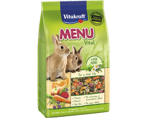 VITAKRAFT Dwergkonijn Premium Menu Vital 3 kg Vitakraft Menu Vital dwergkonijnenvoer in zak
