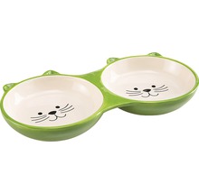 Dubbele kattenvoerbak met kattenmotief