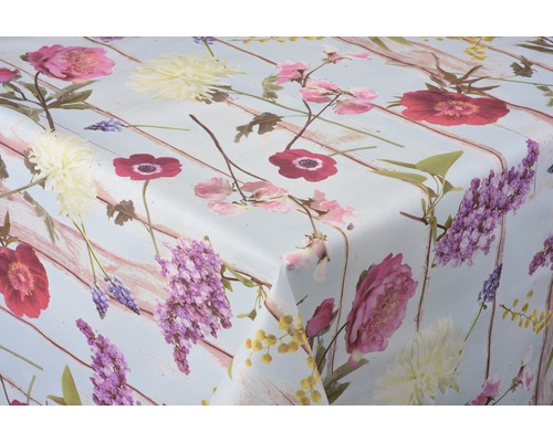 VENILIA Tafelzeil hout bloemen 140 cm breed (van de rol) Tafelkleed met bloemenmotief en houtlook