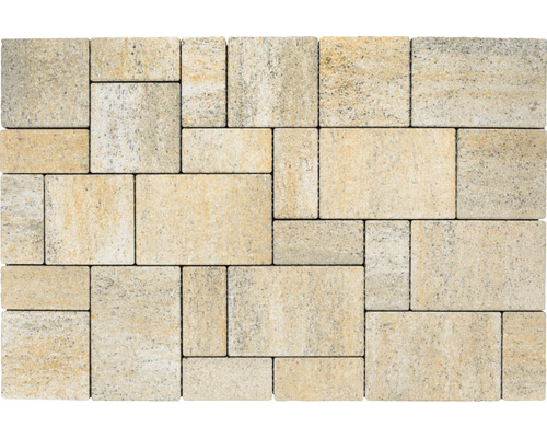 Straatstenen in verschillende formaten gelegd