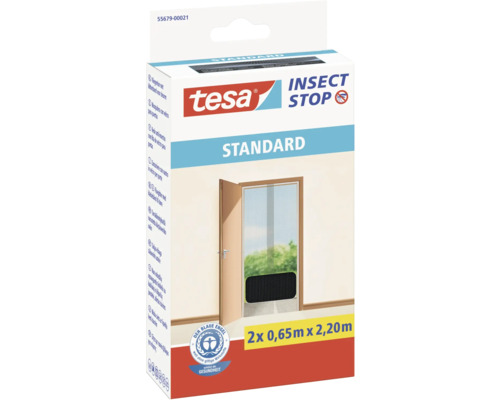 TESA Klittenbandhor deur Standard antraciet 65x220 cm 2-pack Tesa Insect Stop Standaard hor voor deuren in verpakking
