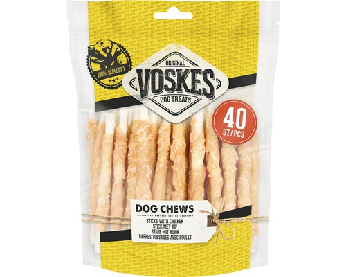 VOSKES Hondensnack Rawhide Twist kip 400 g Verpakking Voskes hondenkauwsnacks met kip, 40 stuks