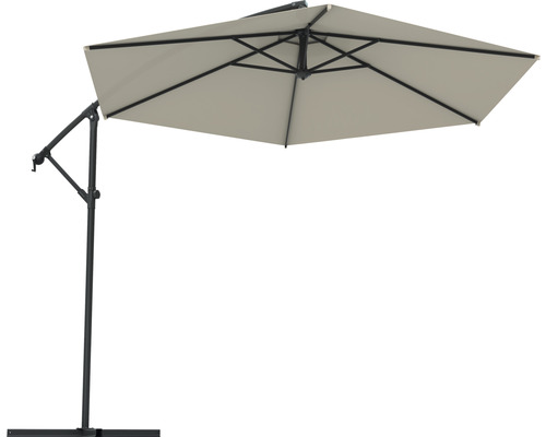 SOLUNA Zweefparasol Lyon ecru met kruisvoetstandaard Ø 300 cm, hoogte 257 cm