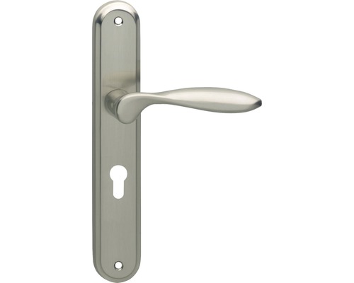 INTERSTEEL Deurkruk paar George op schild met profielcilindergat PC55 nikkel mat Deurbeslag met deurklink en sleutelrozet