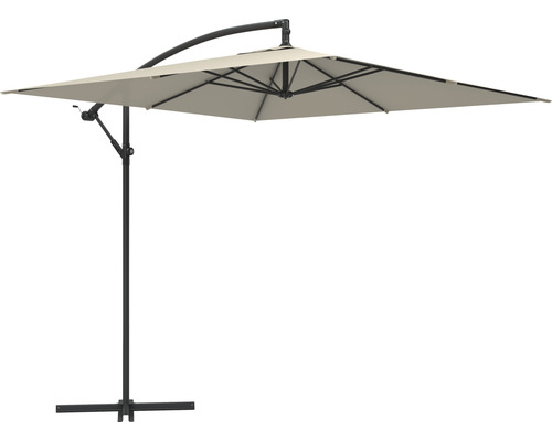 SOLUNA Zweefparasol Lyon ecru met kruisvoetstandaard 250x250 cm, hoogte 270 cm