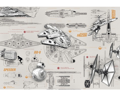 KOMAR Fotobehang papier 8-493 Disney Edition 4 Star Wars Blueprints 368x254 cm