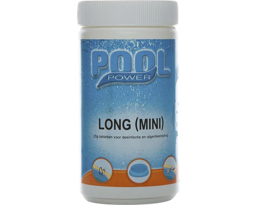 POOL POWER Long mini 20 g desinfectie tabletten 1 kg Pool Power Long Mini chloortabletten voor desinfectie en algbestrijding