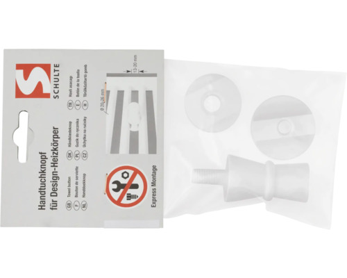 Schulte handdoekknop voor designradiator in verpakking