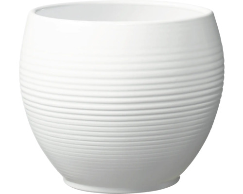 Witte bloempot met geribbeld oppervlak