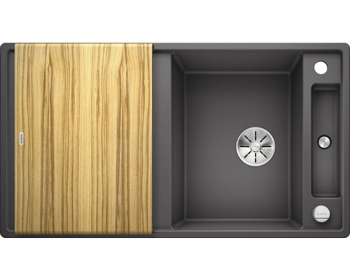 Spoelbak met houten snijplank