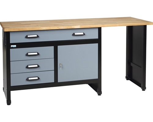 KÜPPER Werkbank 170 cm zilver-zwart (1 deur, 4 laden) KÜPPER Werkbank 170 cm zilver-zwart (1 deur, 4 laden)