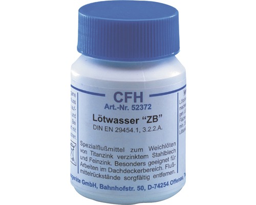 Soldeerwater in een plastic fles met blauwe dop