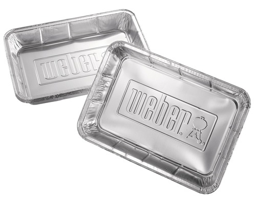 Twee rechthoekige aluminium Weber grillschalen