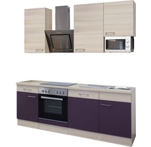 Complete keuken met bovenkasten, afzuigkap, magnetron, fornuis en spoelbak