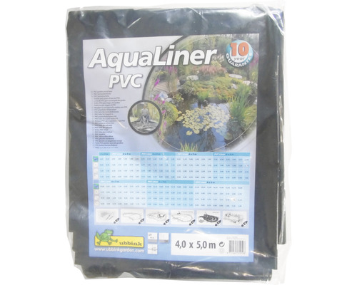 Verpakte PVC vijverfolie met de afmetingen 4,0 x 5,0 meter