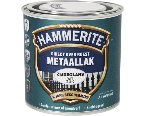 HAMMERITE Metaallak zijdeglans wit Z210 250 ml Hammerite metaallak blik, zijdeglans, direct over roest
