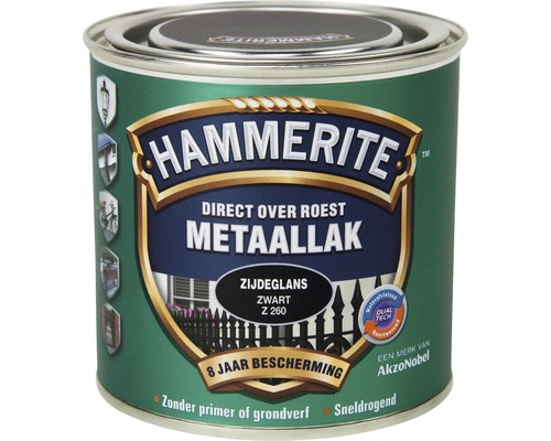 HAMMERITE Metaallak zijdeglans zwart Z260 250 ml Hammerite metaallak direct over roest in blik