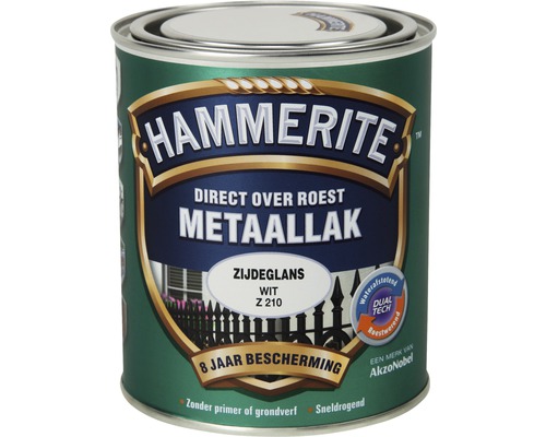 HAMMERITE Metaallak zijdeglans wit Z210 750 ml Hammerite metaallak, direct over roest, zijdeglans