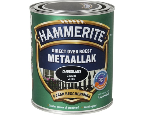 HAMMERITE Metaallak zijdeglans zwart Z260 750 ml Hammerite metaallak direct over roest, zijdeglans
