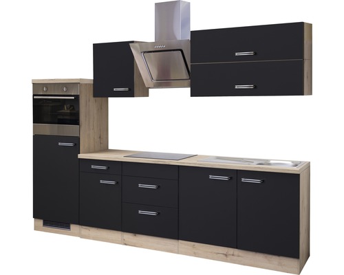 Complete keuken met hangkasten, afzuigkap, spoelbak, kookplaat en oven